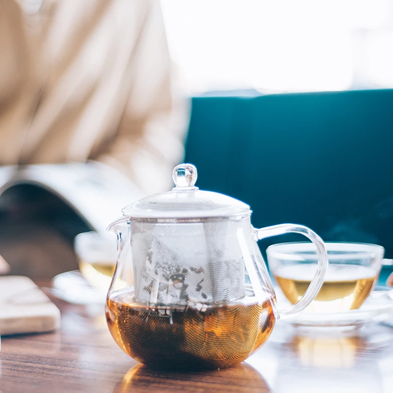 Heatproof Glass Leaf Teapot Clear, 450/700mL 3 Heatproof Glass Leaf Teapot Clear, 450/700mL - Afbeelding 3