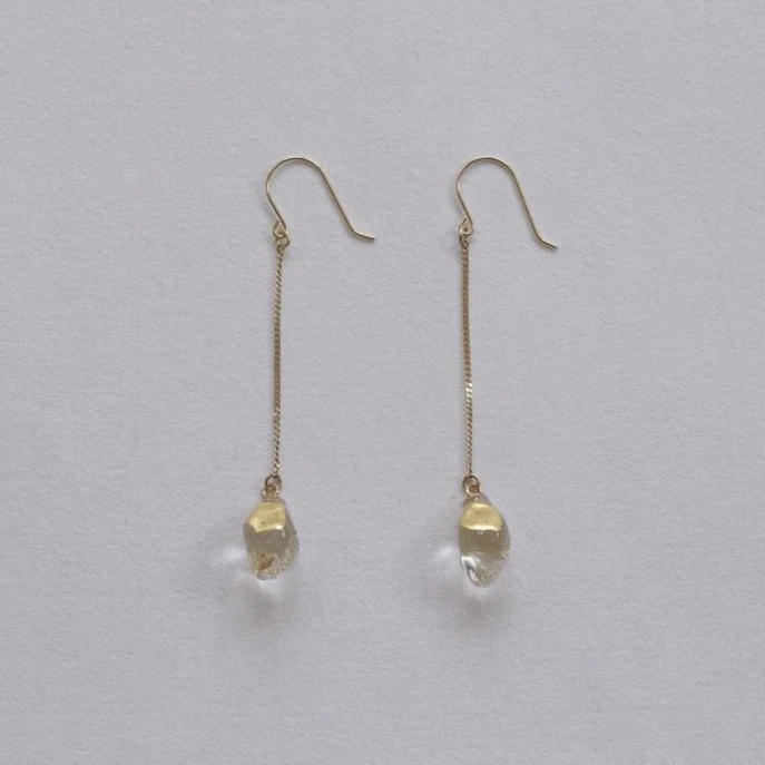 Gold Leaf Series: Stone Earrings 2 Gold Leaf Series: Stone Earrings - Afbeelding 2