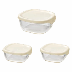 Heatproof Glass Container Square, 3pcs Set